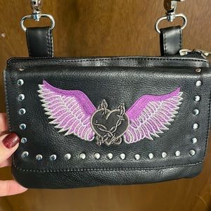 Black leather purse